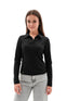 ELOISE – Bluza polo pentru fete cu maneca lunga, model rib, negru